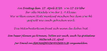 M&auml;delsabende am 17. April